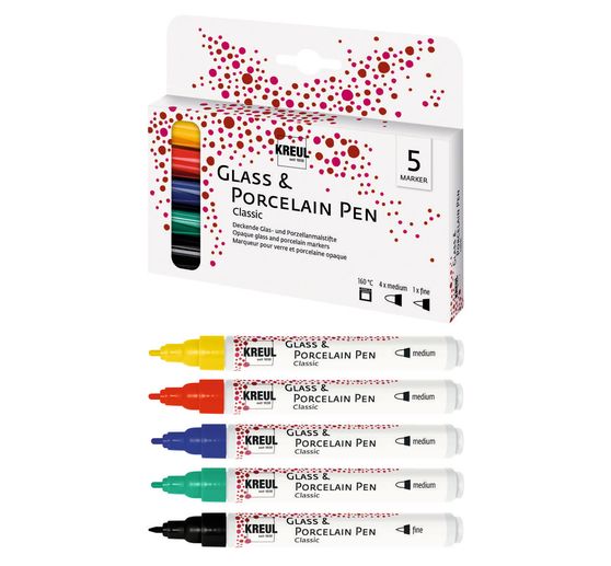 KREUL Glass & Porcelain Pen "Classic", 5er-Set