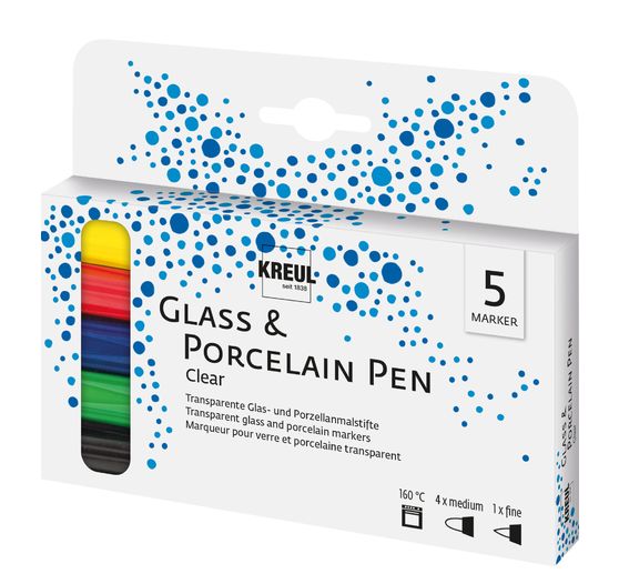 KREUL Glass & Procelain Pen "Clear", 5er-Set