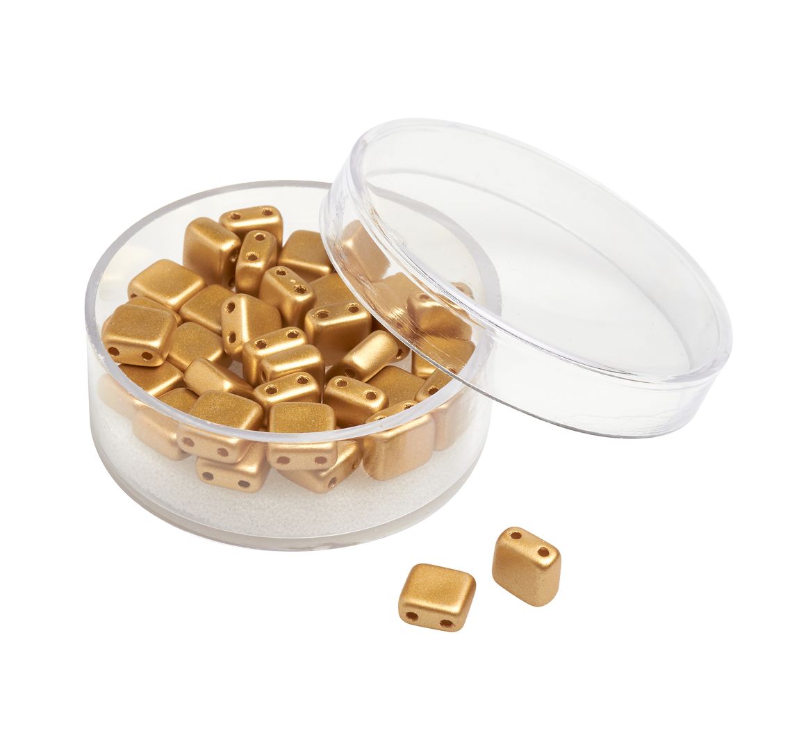 Glasperle "Quadratisch", 35 Stück - Gold