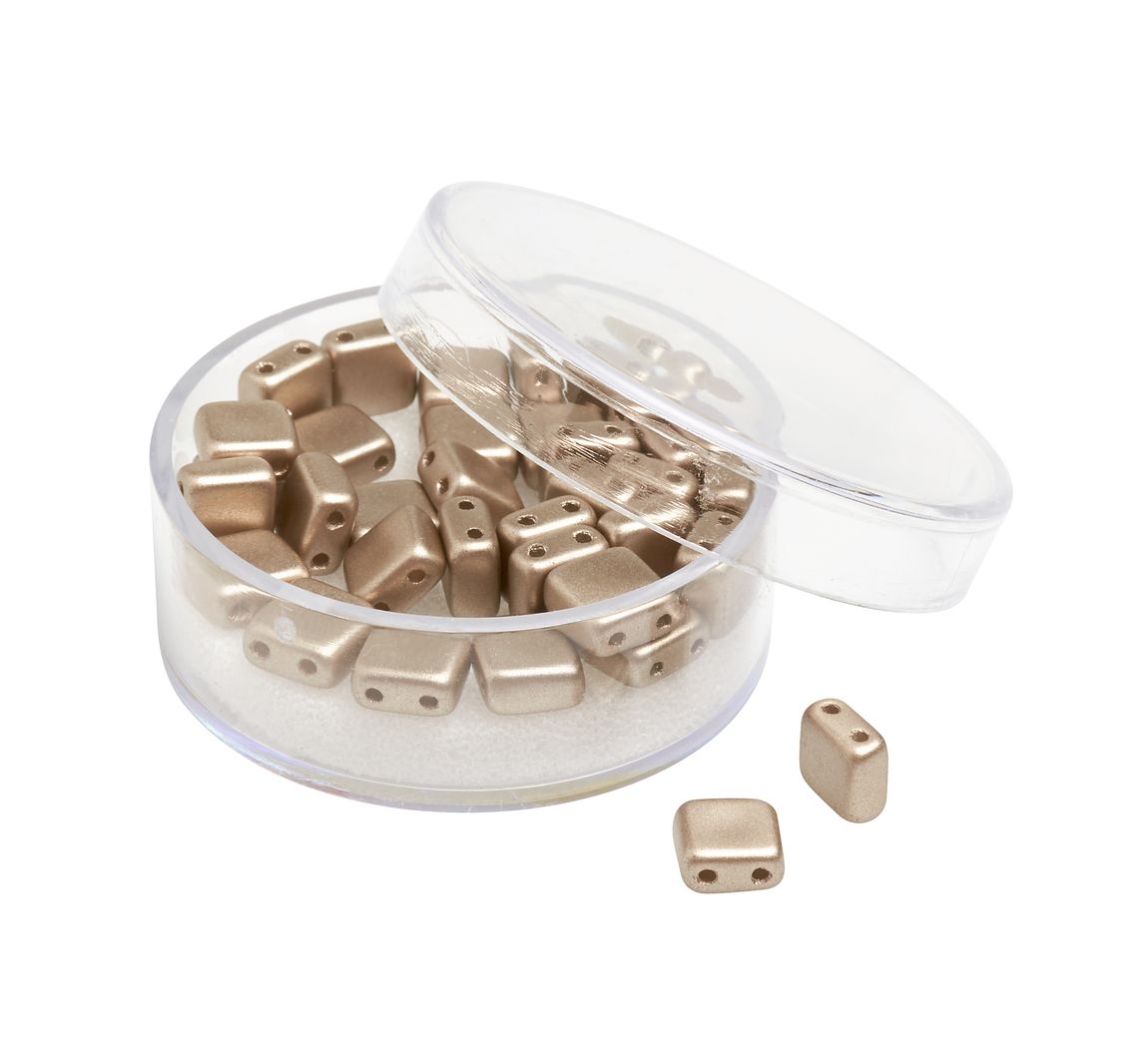 Glasperle "Quadratisch", 35 Stück - Platin