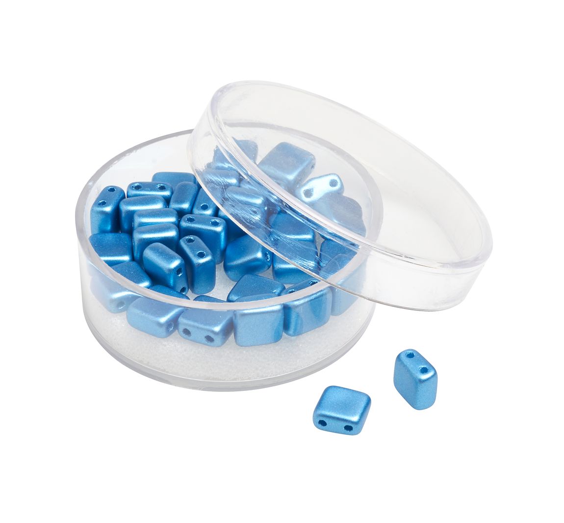 Glasperle "Quadratisch", 35 Stück - Blau