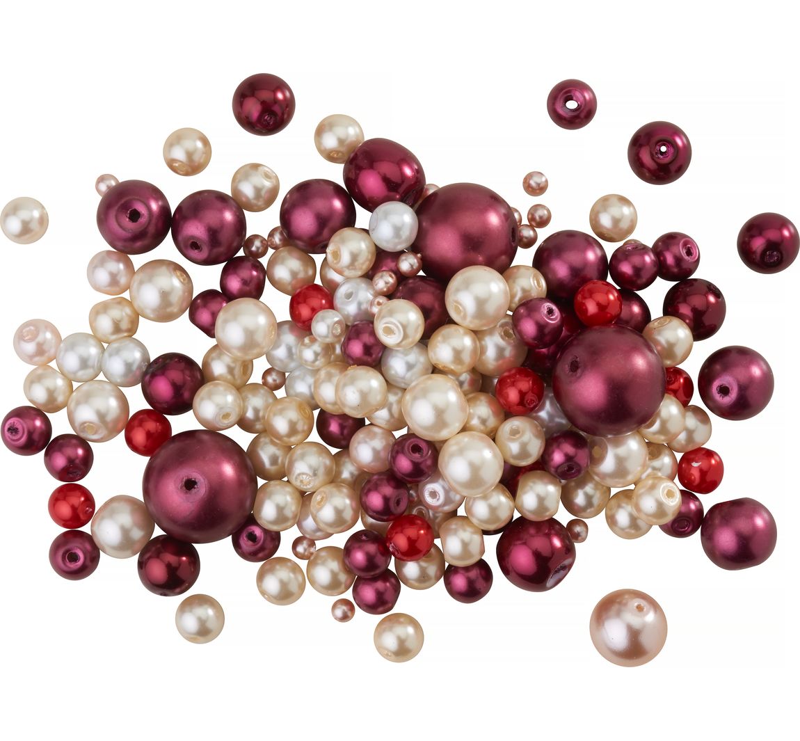 Glaswachsperlen-Mix, 65g - Rosa/Rot