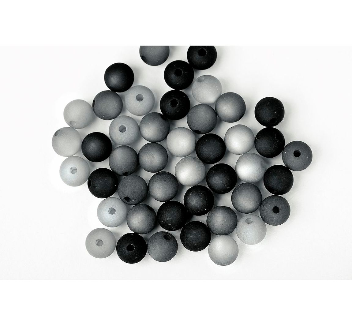 Polaris-Perlen-Mix, 8mm, 45 Stück - Schwarz
