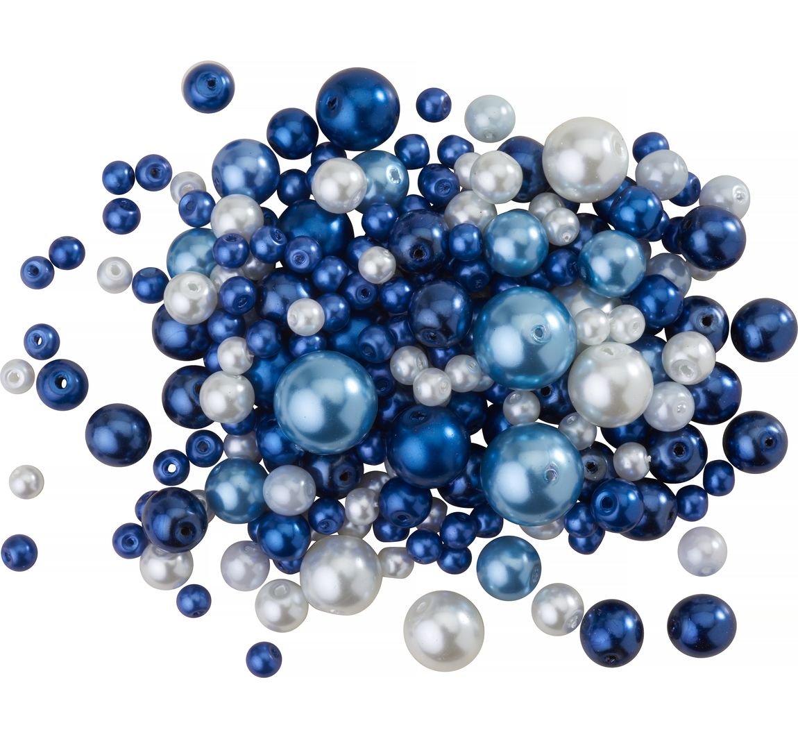 Glaswachsperlen-Mix, 65g - Blau/Weiß