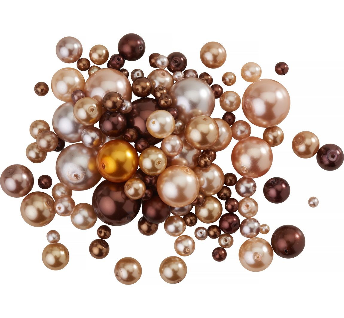 Glaswachsperlen-Mix, 65g - Creme/Braun