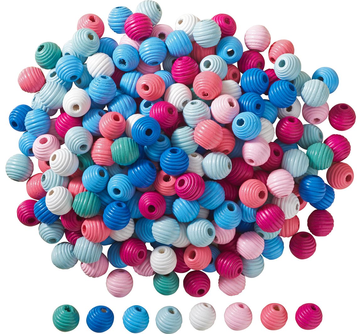 VBS Holzperlen gerillt "Farbmix", 500 g