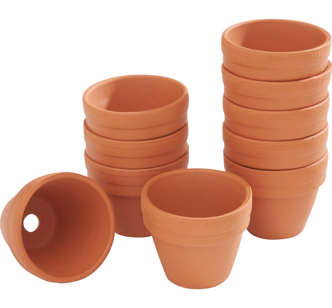 Terrakotta-Töpfe - Innen-Ø 2 cm, 10 Stück