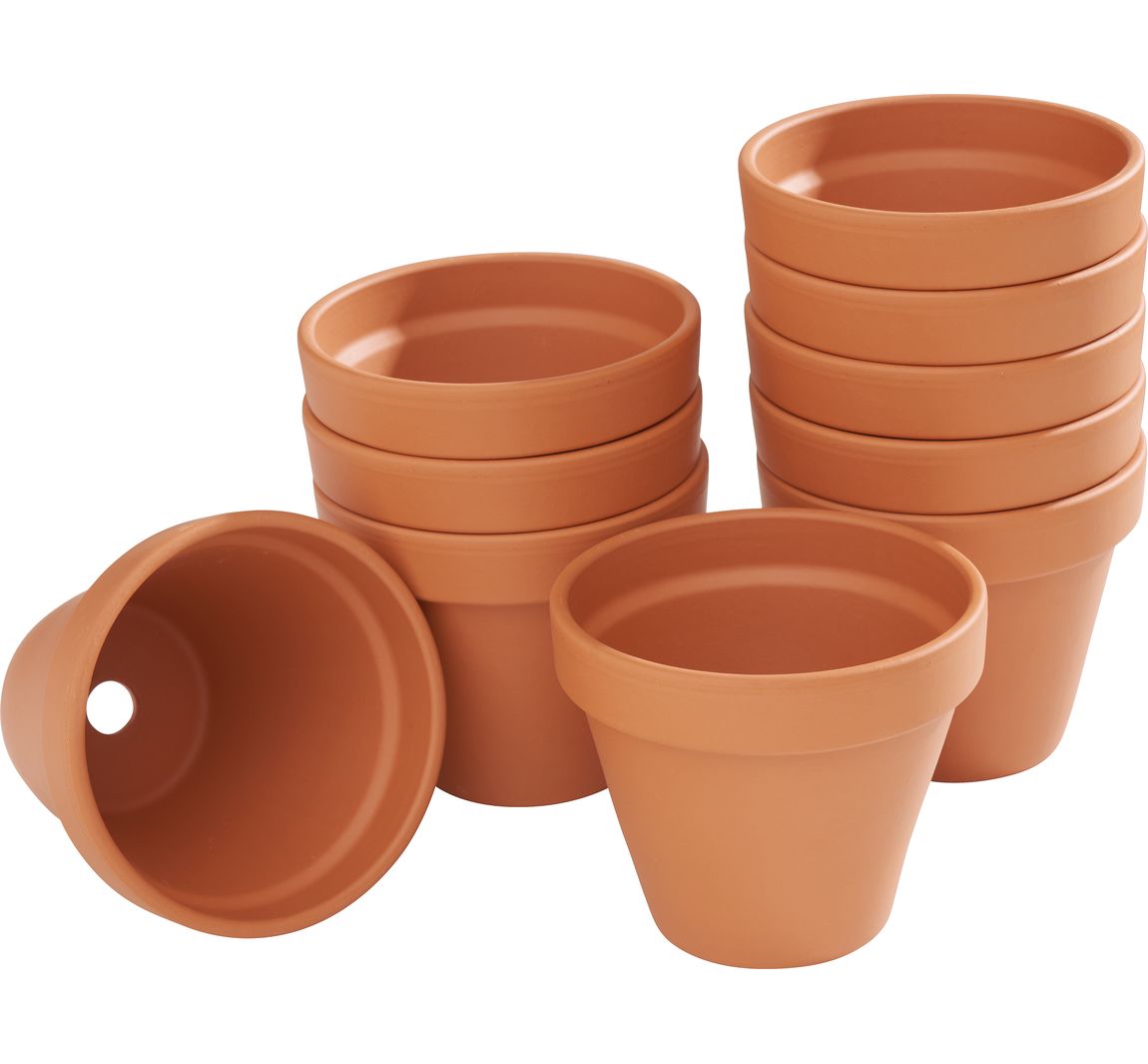 Terrakotta-Töpfe - Innen-Ø 9 cm, 10 Stück