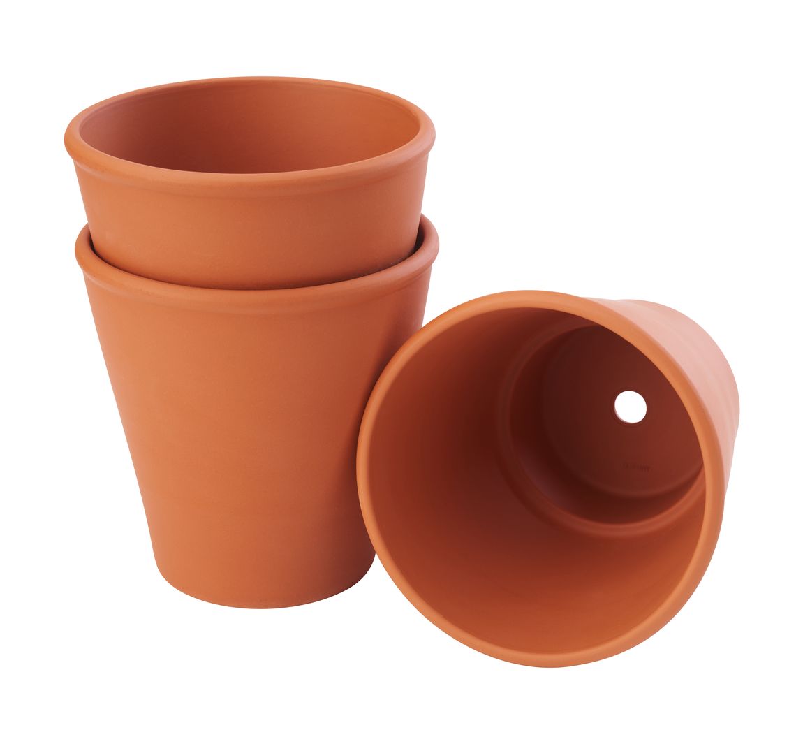 Terrakotta-Rosentöpfe, 3 Stck - Innen-Ø 10 cm, H 12 cm