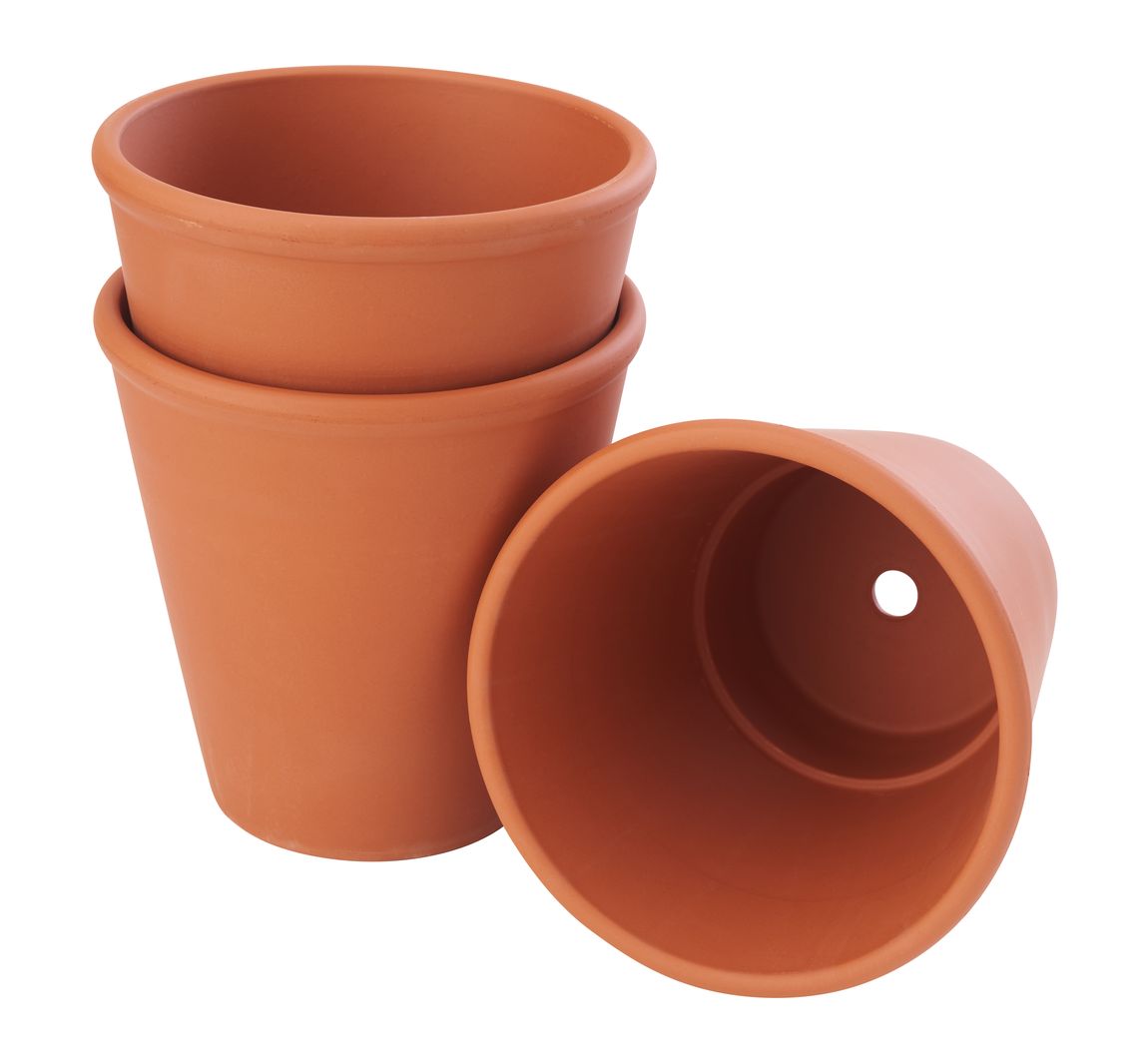 Terrakotta-Rosentöpfe, 3 Stck - Innen-Ø 12 cm, H 14 cm