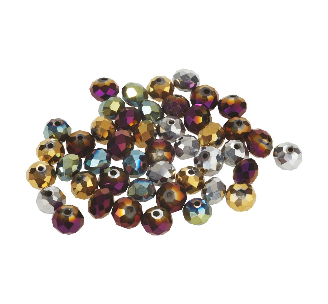 Glasschliffperlen, 8 mm, 45 Stück - Metallic