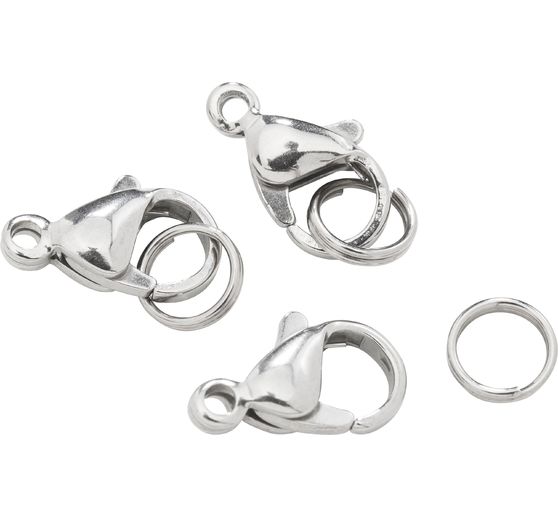 Karabinerhaken, Edelstahl, 3 Stück