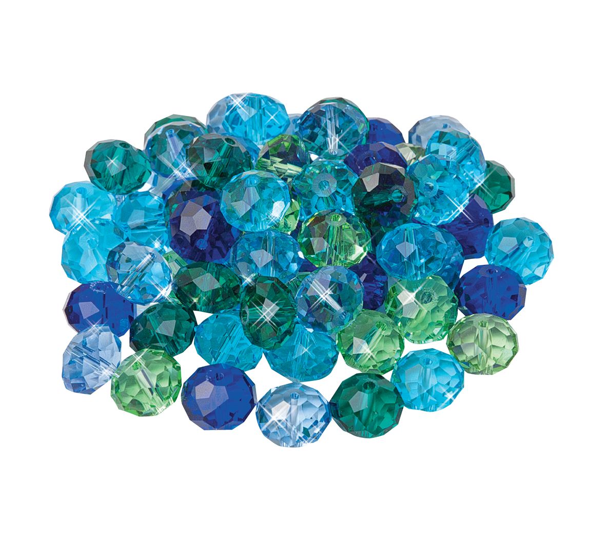 Glasschliffperlen, 10 mm, 35 Stück - Blau/Grün