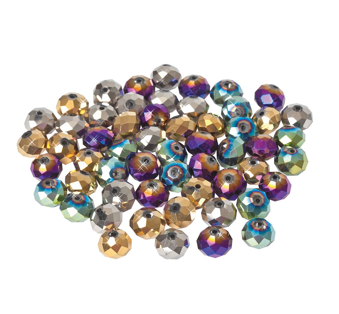 Glasschliffperlen, 12 mm - Metallic