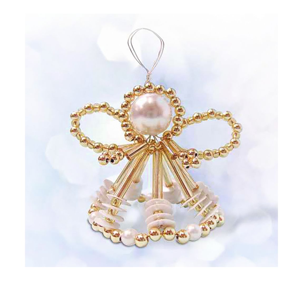 Perlenengel Bastel-Set "Arielle", ca. 7cm - Gold/Weiß