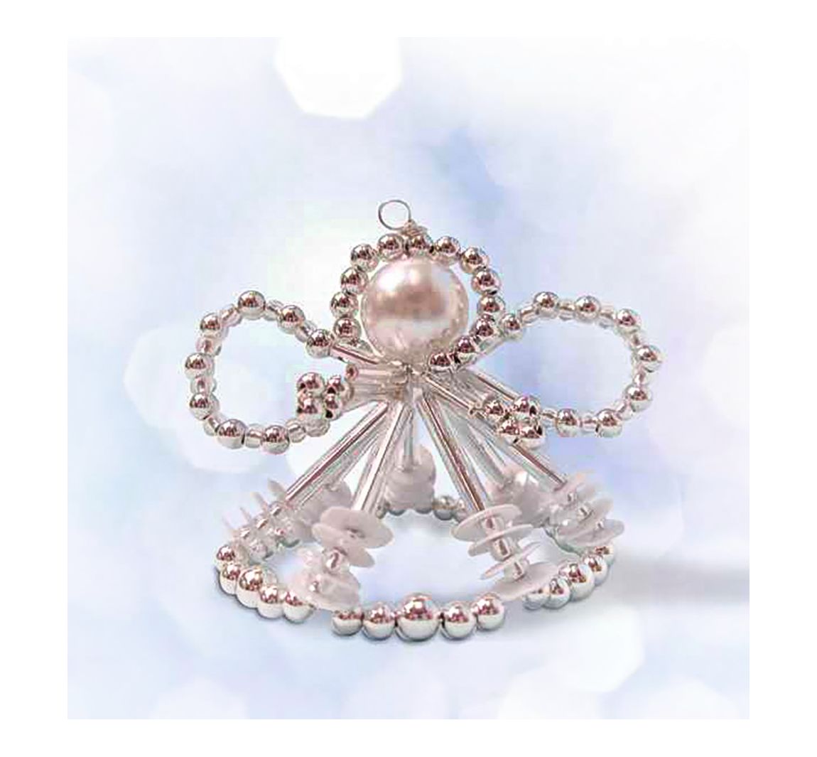 Perlenengel Bastel-Set "Arielle", ca. 7cm - Silber/Weiß