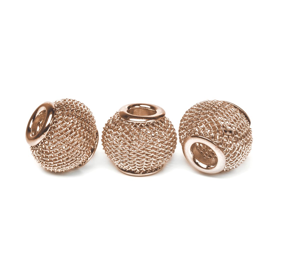 Netzperle, Großlochperle, ca. 14 x 11 mm - Rosé/Gold