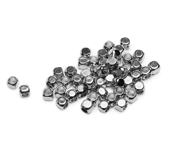Mini Metall-Perle "Würfel", 50 Stück