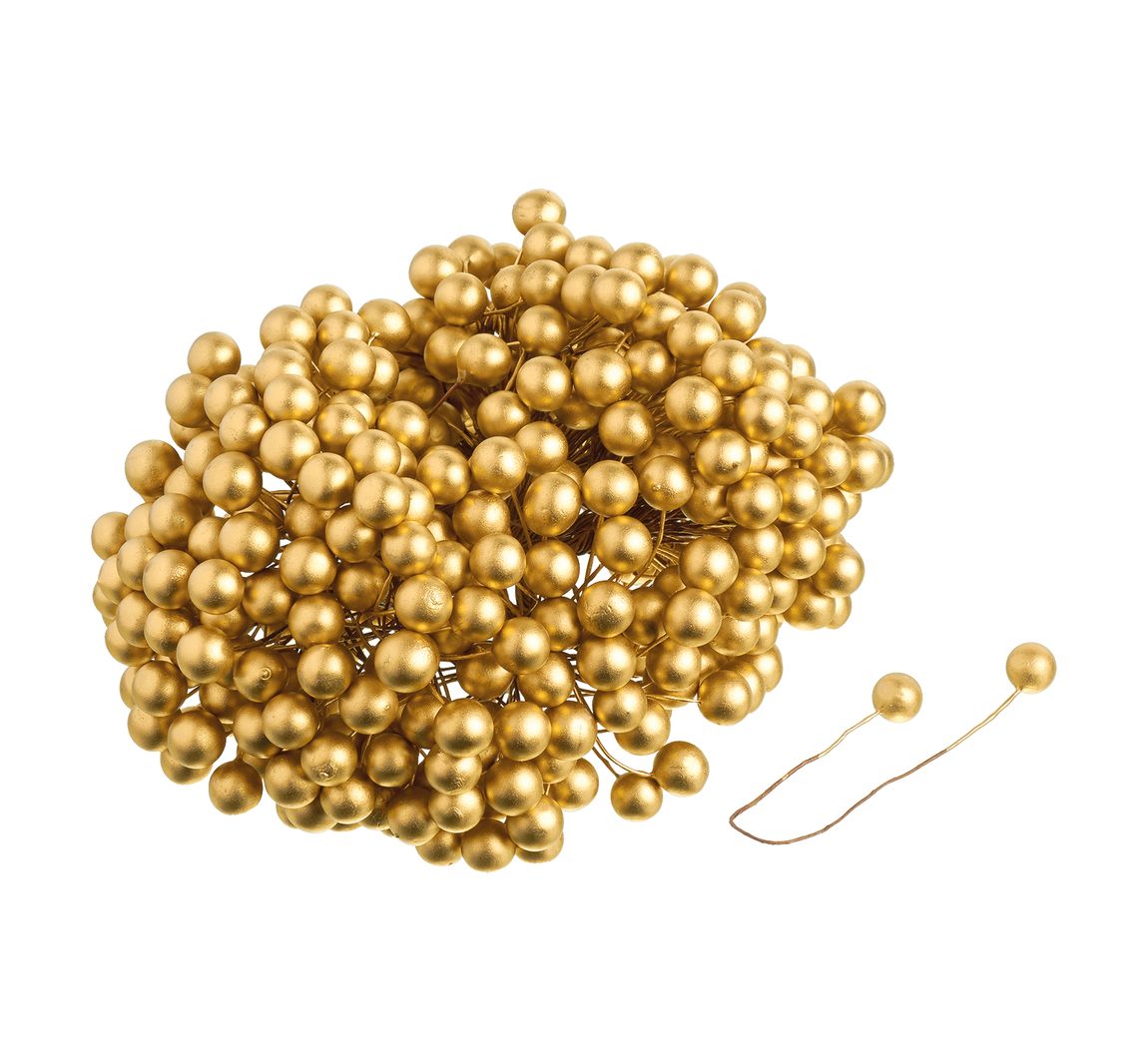 VBS Deko-Beeren am Draht "Ø 10 mm", 400 Stück - Gold