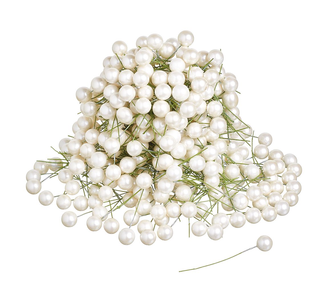 VBS Deko-Beeren am Draht "Ø 10 mm", 400 Stück - Weiß