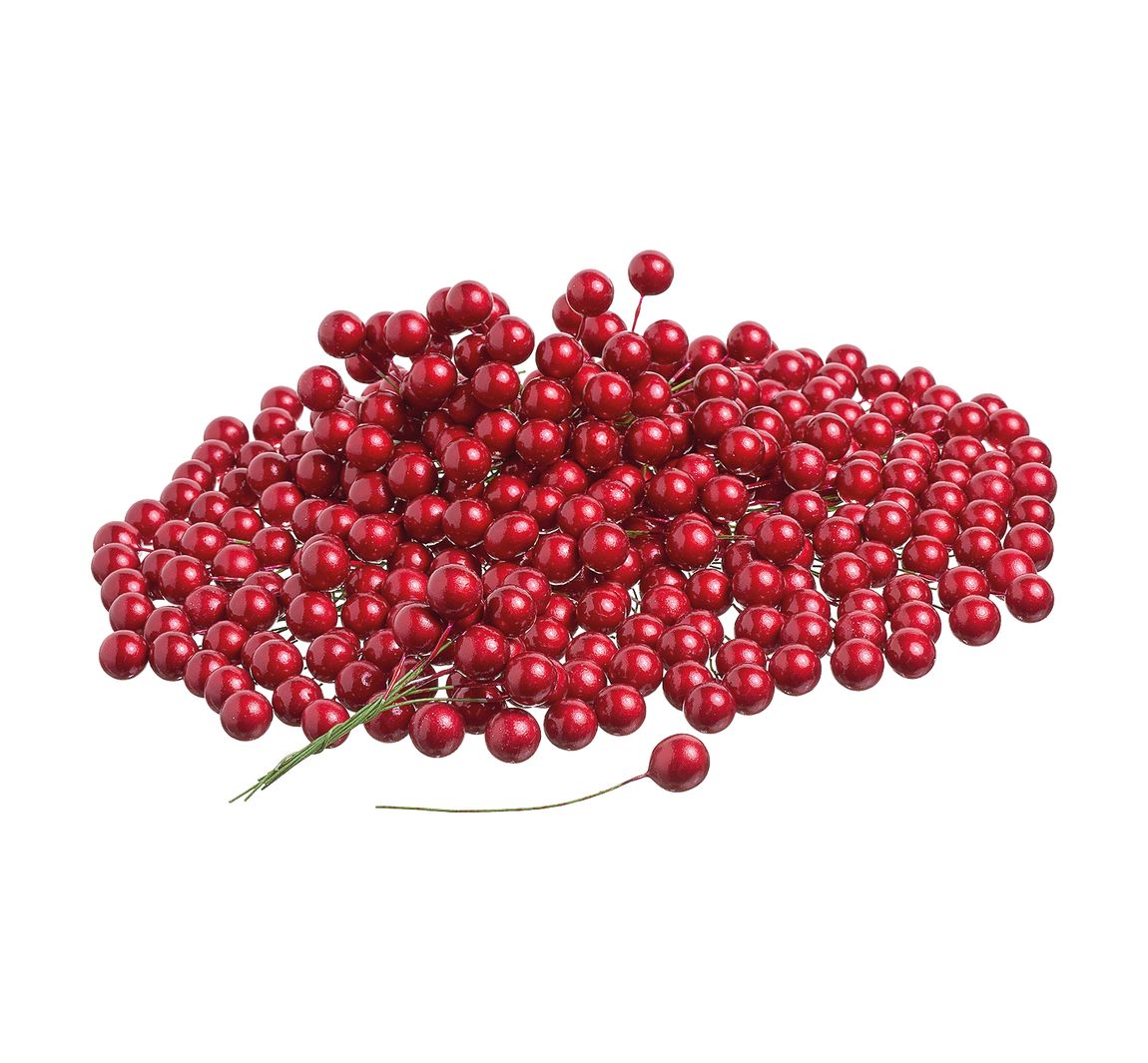 VBS Deko-Beeren am Draht "Ø 10 mm", 400 Stück - Rot