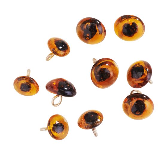 Bear eyes with eyelet, brown,Ø 8 mm, 10 pieces