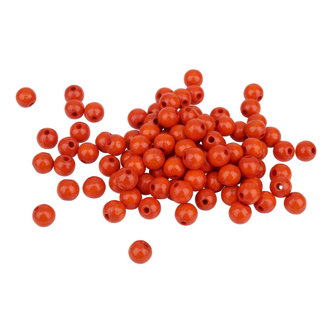Holzperlen, Ø 8 mm, 85 Stück - Orange