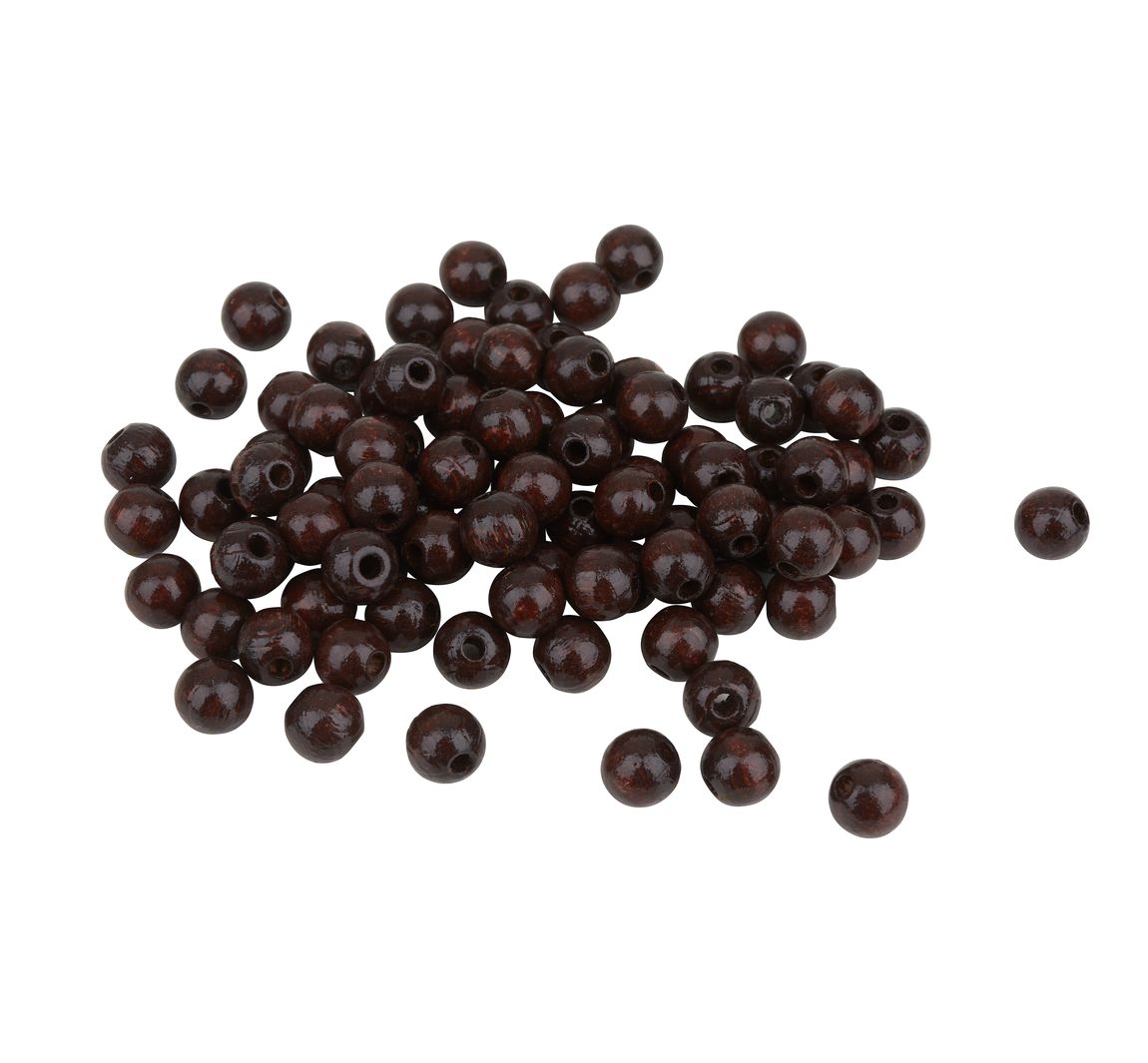 Holzperlen, Ø 8 mm, 85 Stück - Dunkelbraun