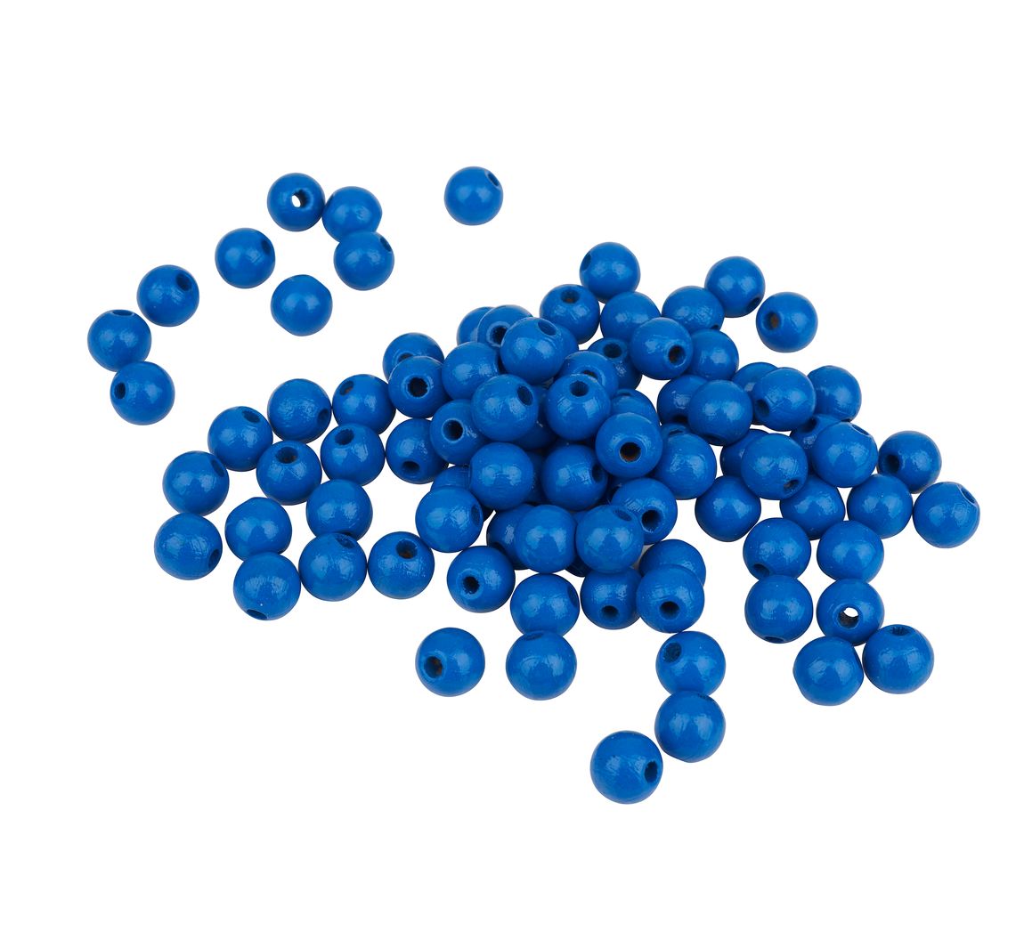 Holzperlen, Ø 8 mm, 85 Stück - Blau