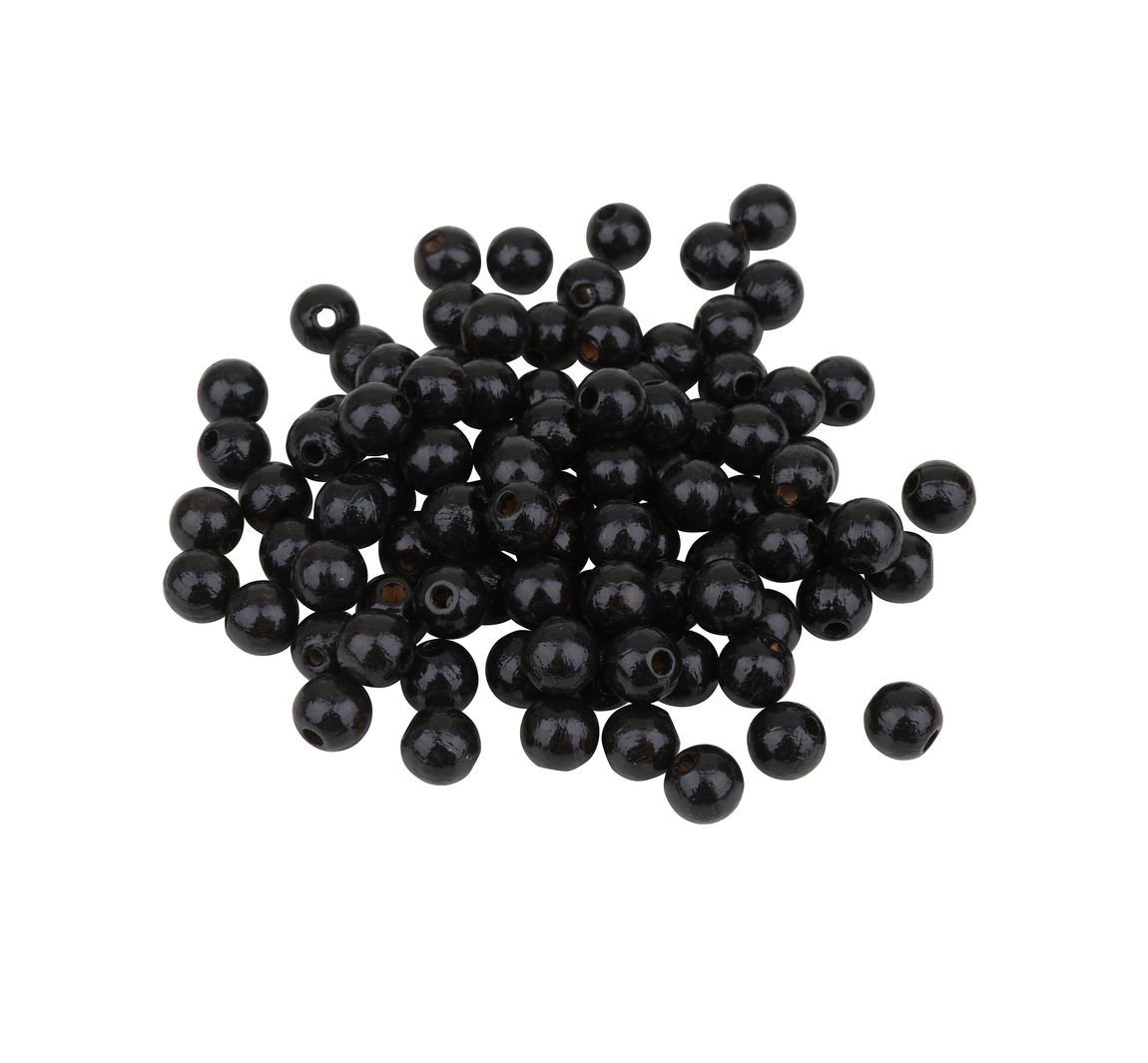 Holzperlen, Ø 8 mm, 85 Stück - Schwarz