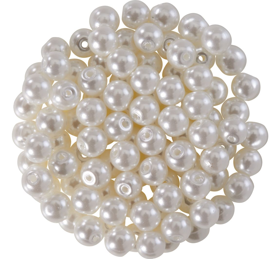 Glaswachsperlen, Ø 4 mm, 100 Stück - Weiß
