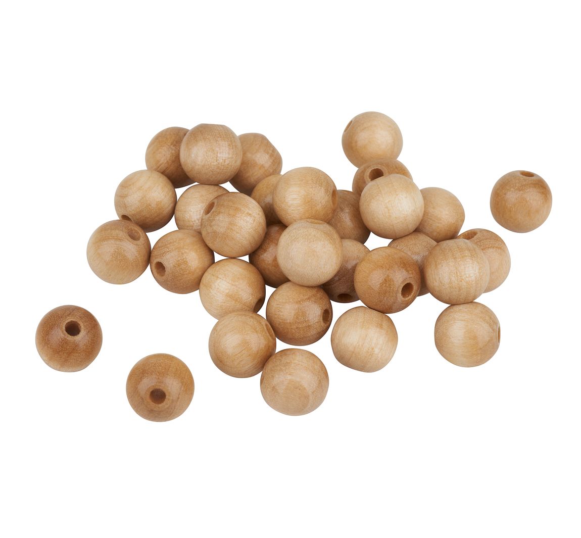 Holzperlen, Ø 12 mm, 30 Stück - Natur