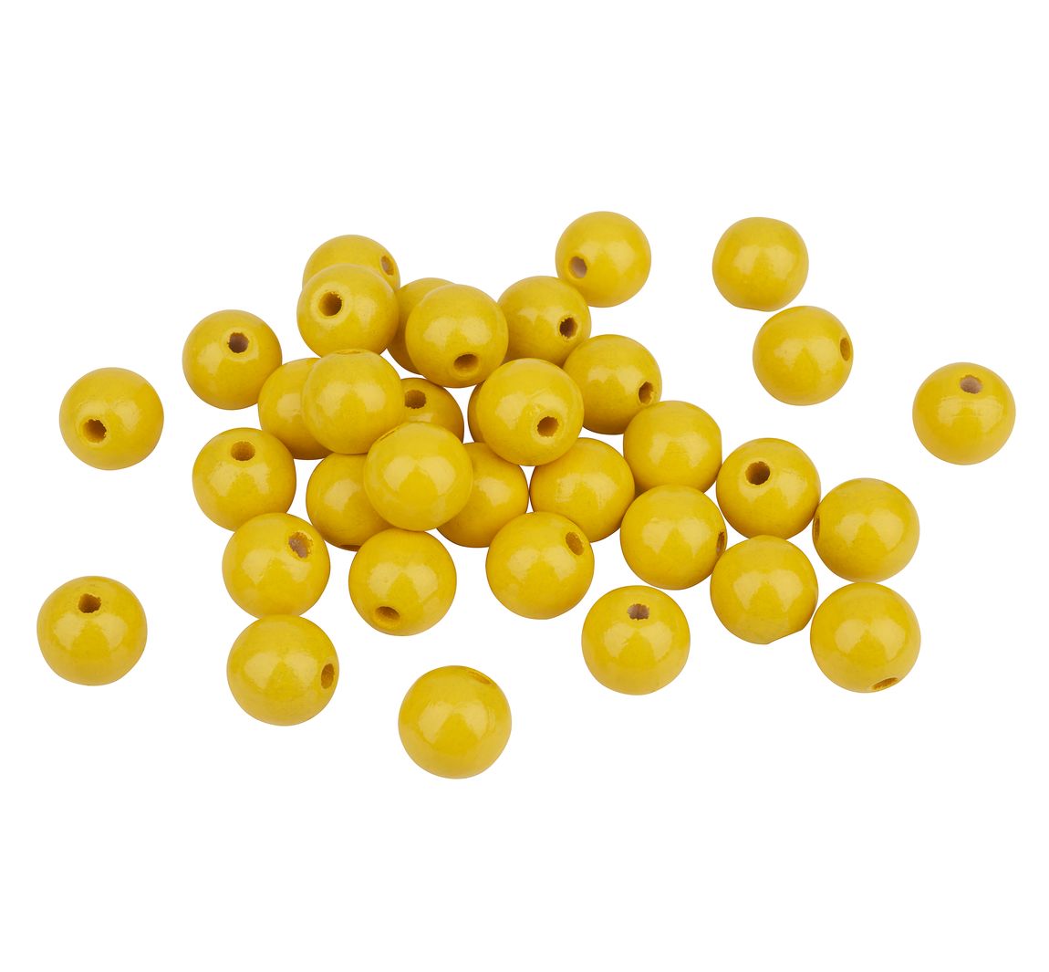 Holzperlen, Ø 12 mm, 30 Stück - Gelb