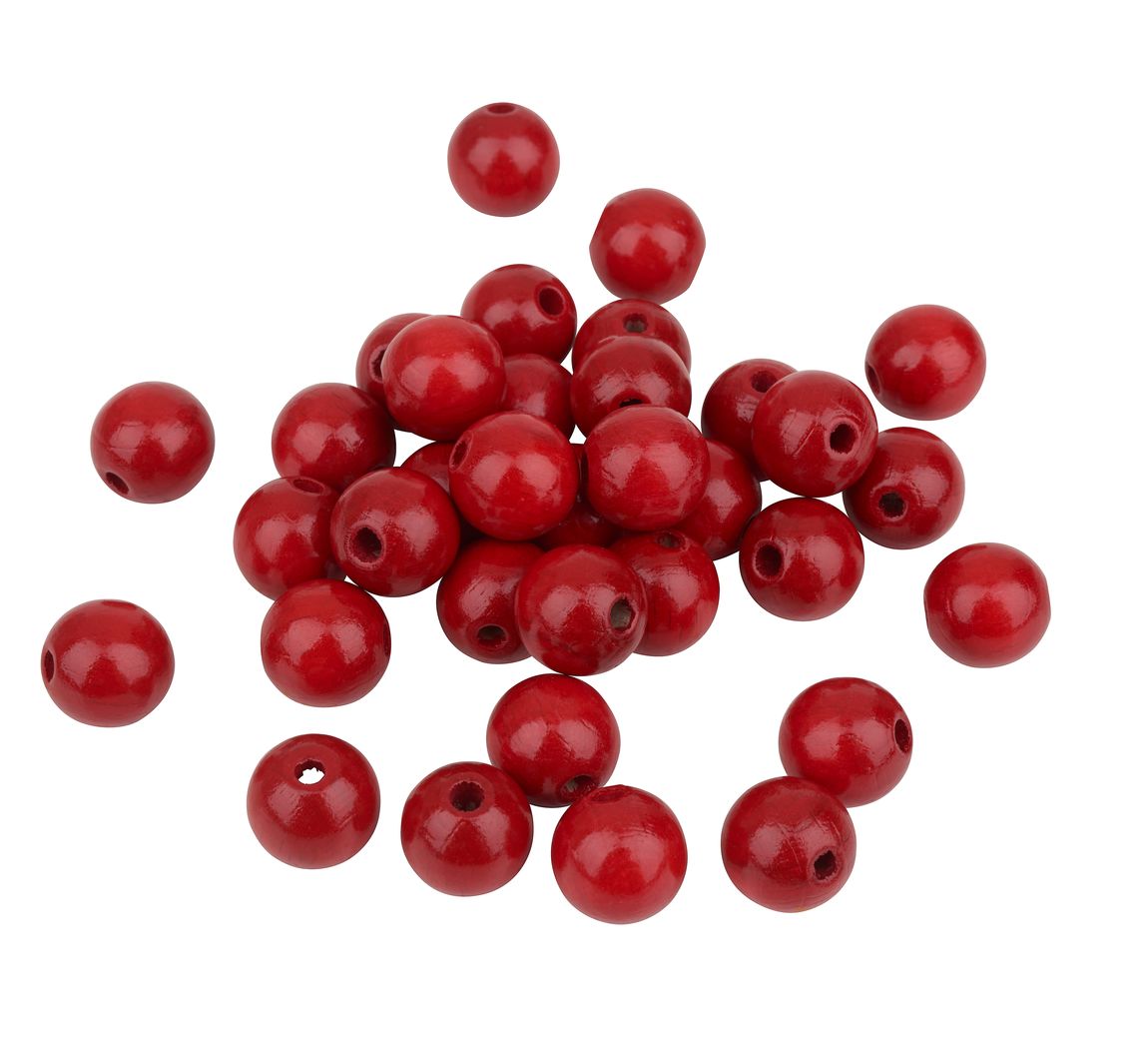 Holzperlen, Ø 12 mm, 30 Stück - Rot