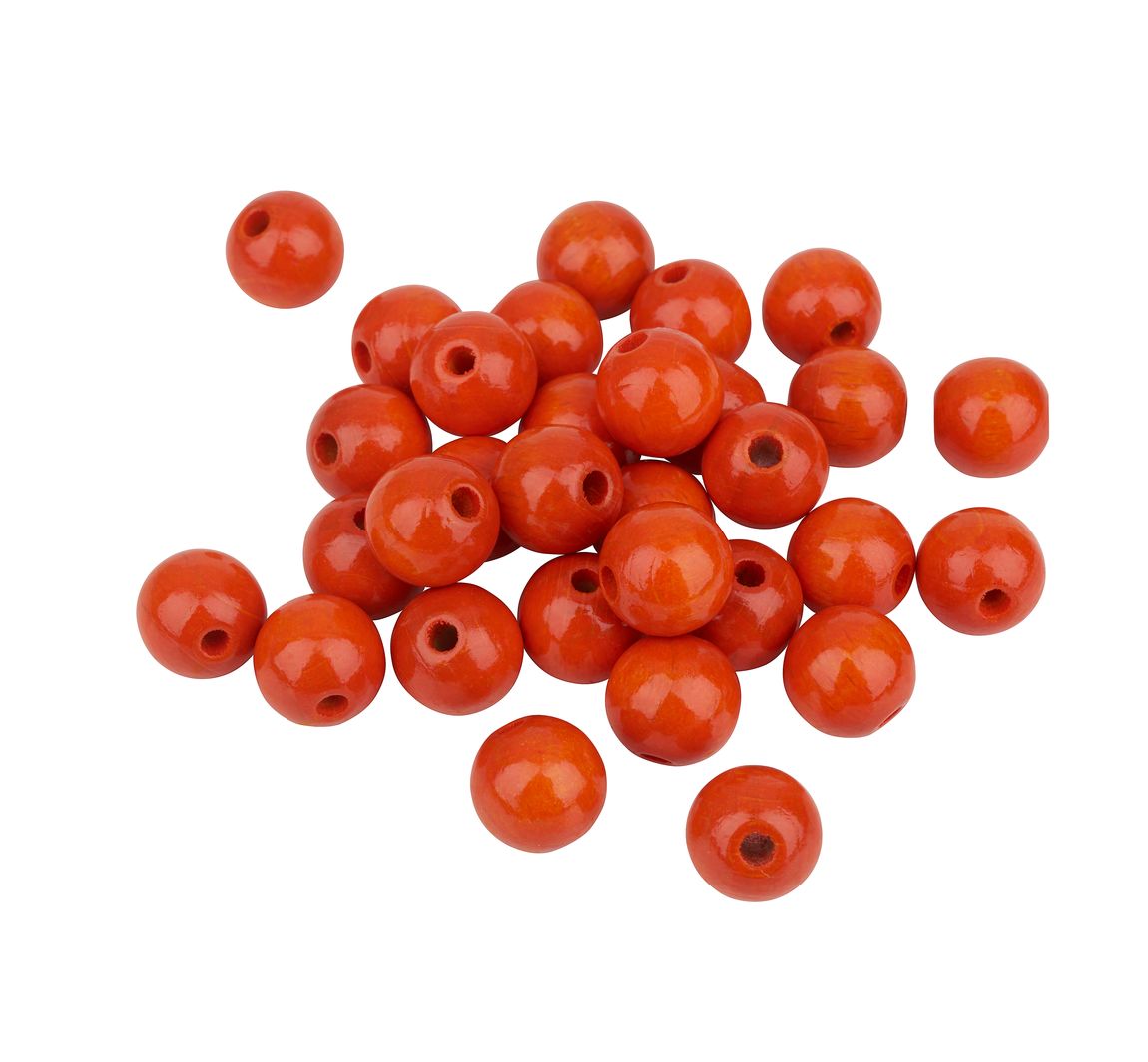 Holzperlen, Ø 12 mm, 30 Stück - Orange
