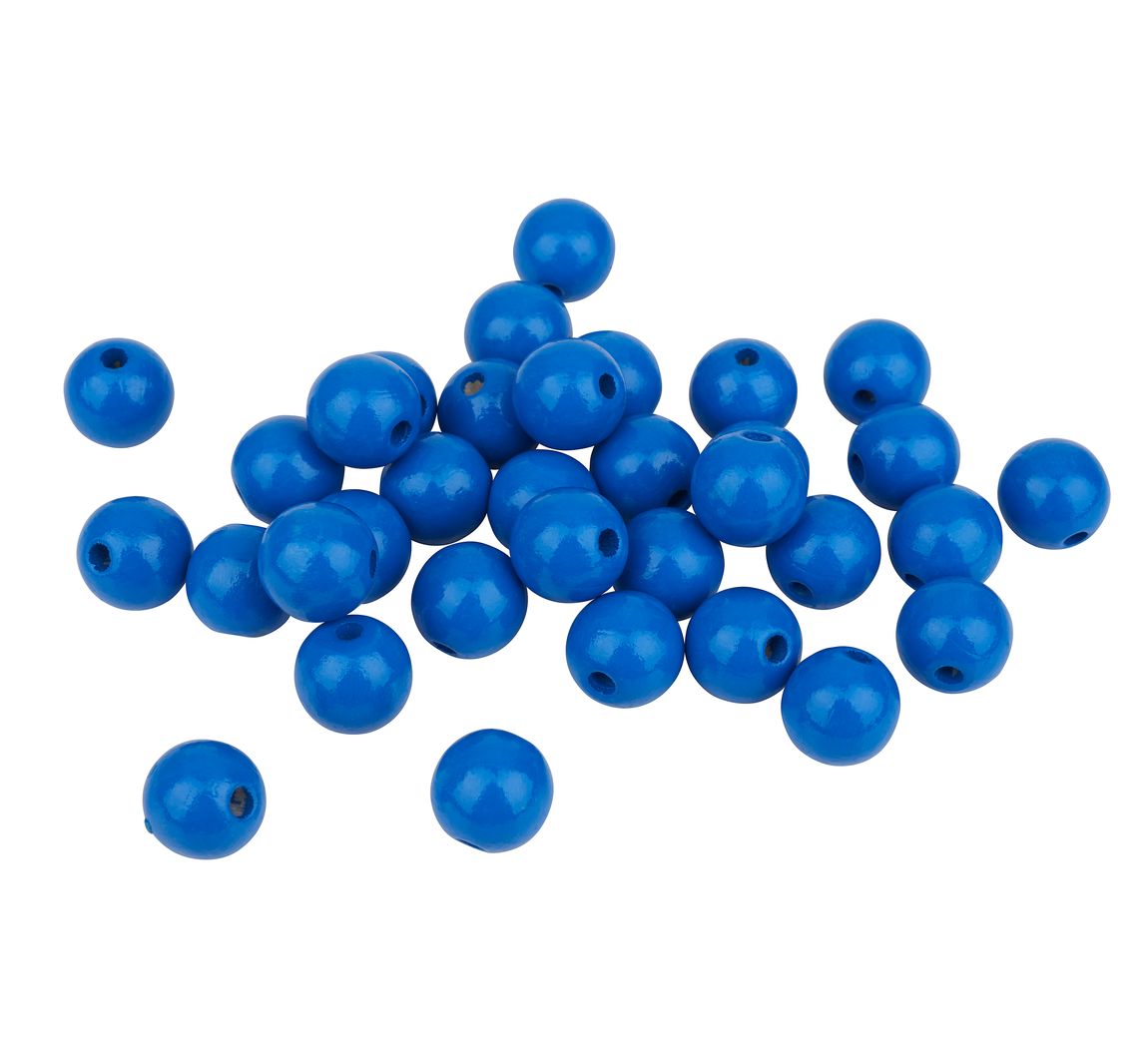 Holzperlen, Ø 12 mm, 30 Stück - Blau