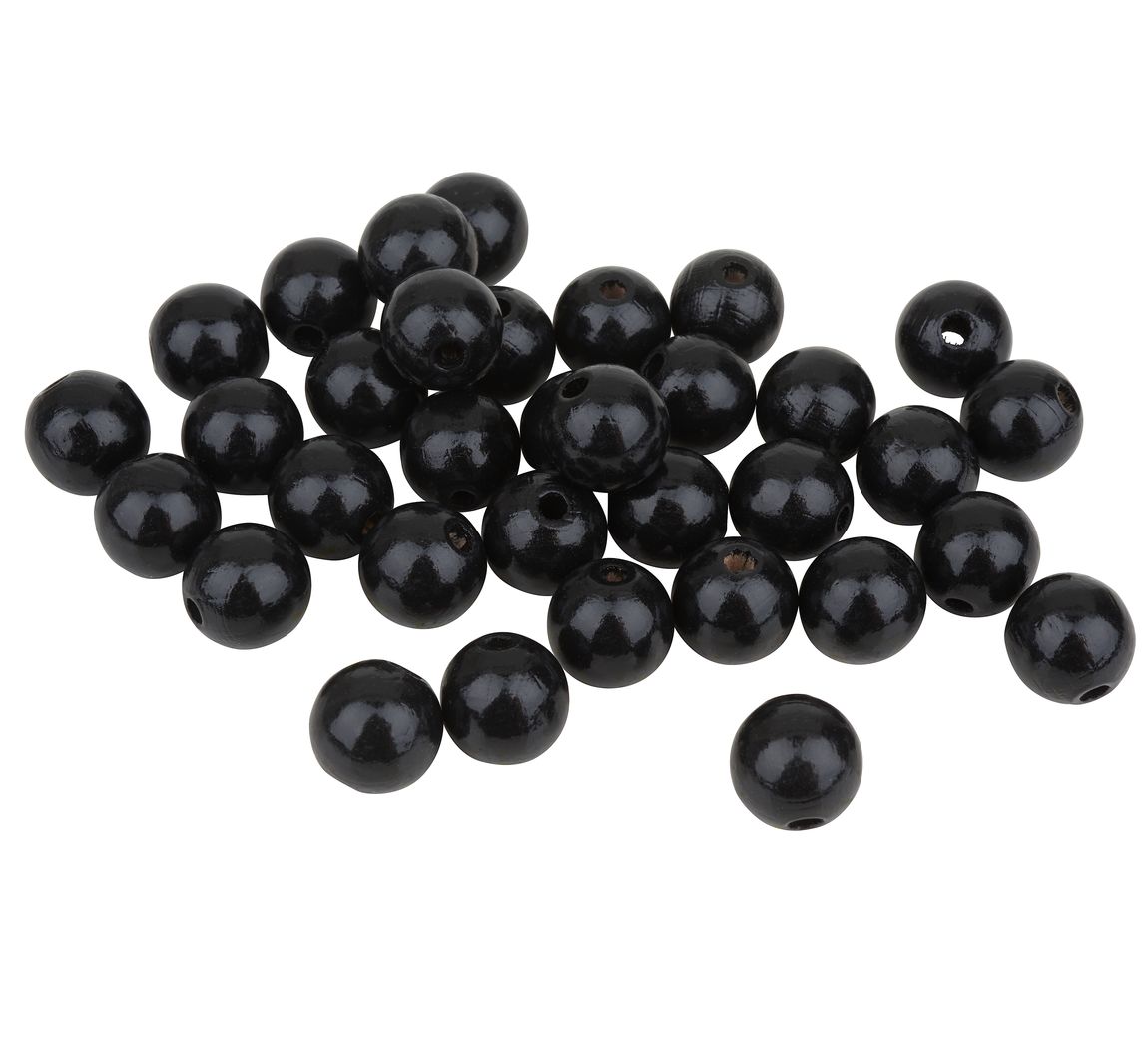 Holzperlen, Ø 12 mm, 30 Stück - Schwarz