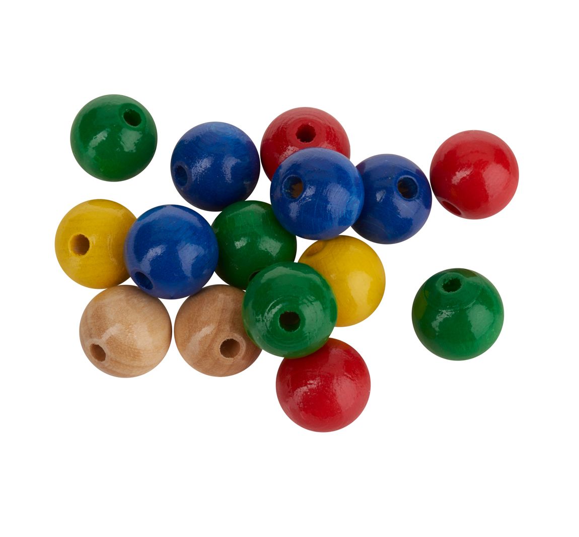 Holzperlen, Ø 15 mm - Bunt
