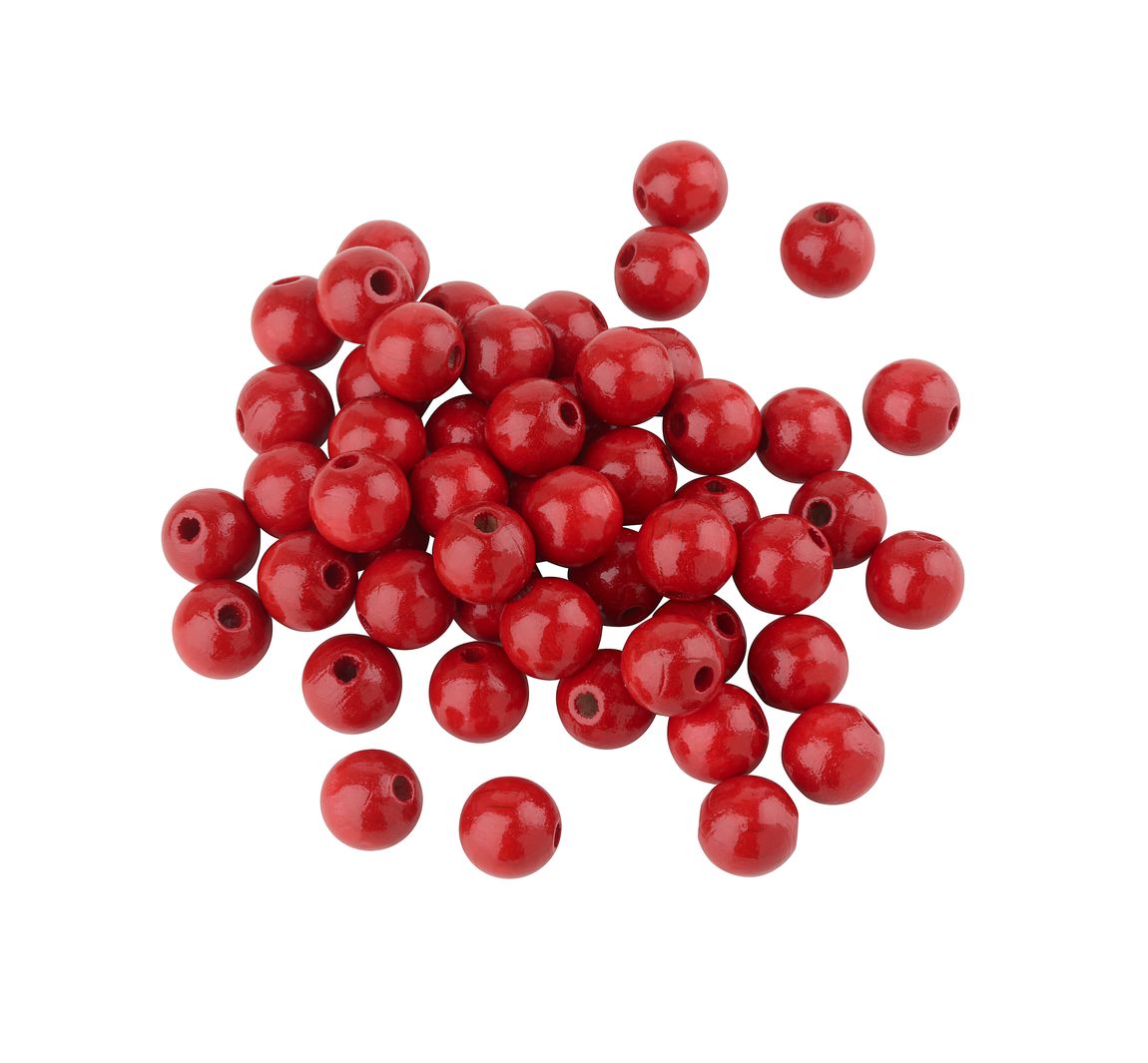 Holzperlen, Ø 10 mm, ca. 50 Stück - Rot