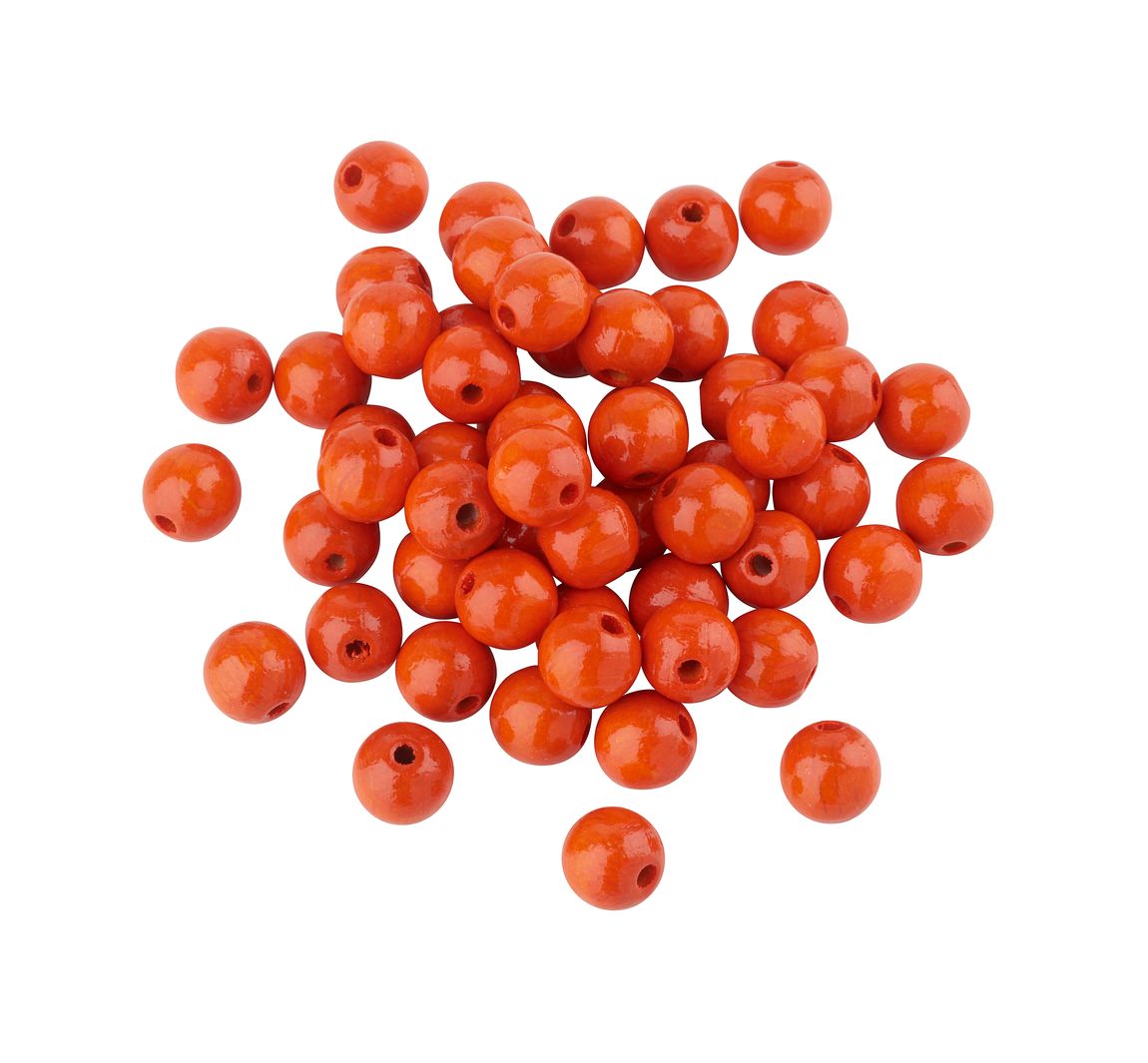 Holzperlen, Ø 10 mm, ca. 50 Stück - Orange