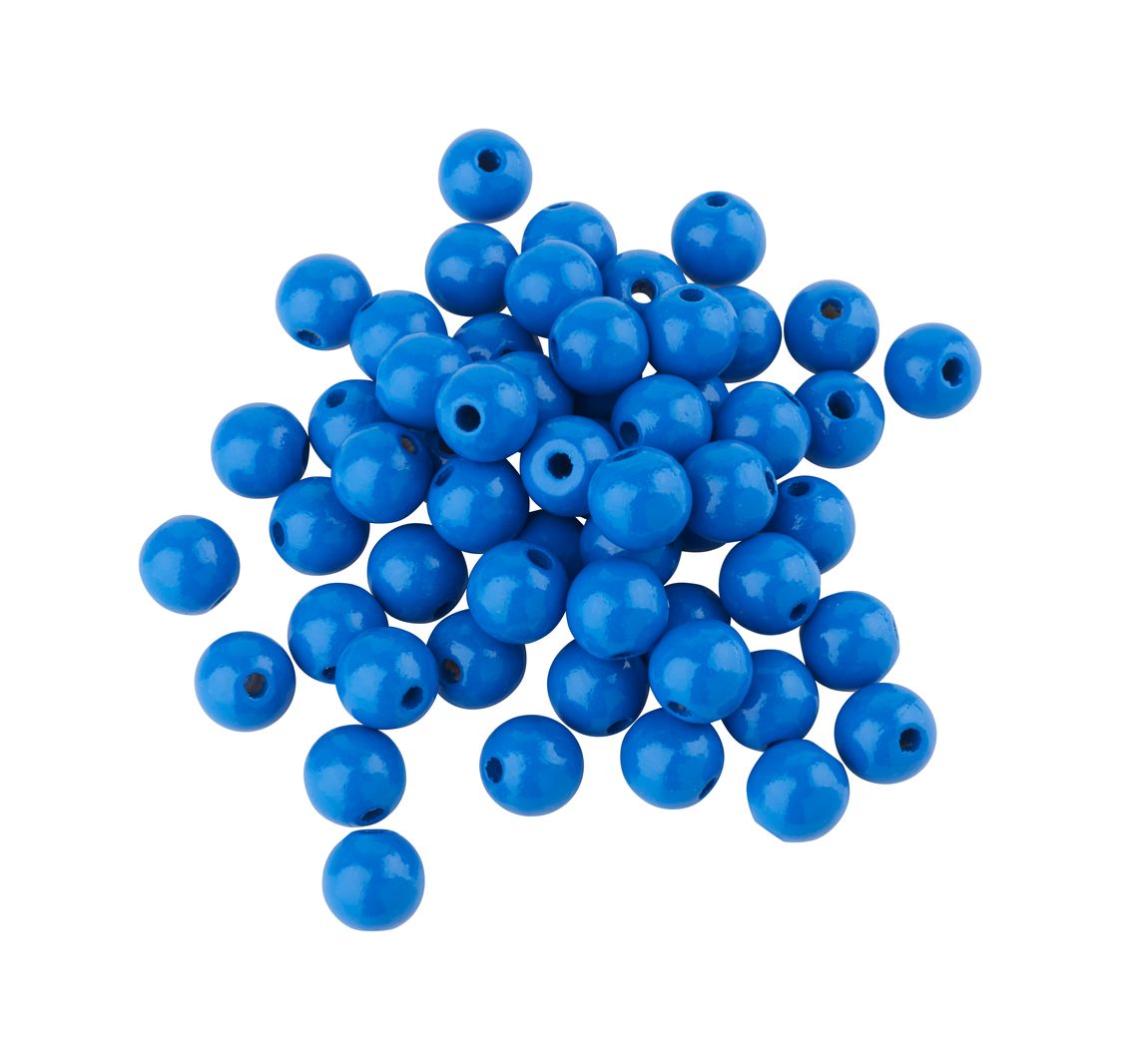 Holzperlen, Ø 10 mm, ca. 50 Stück - Blau