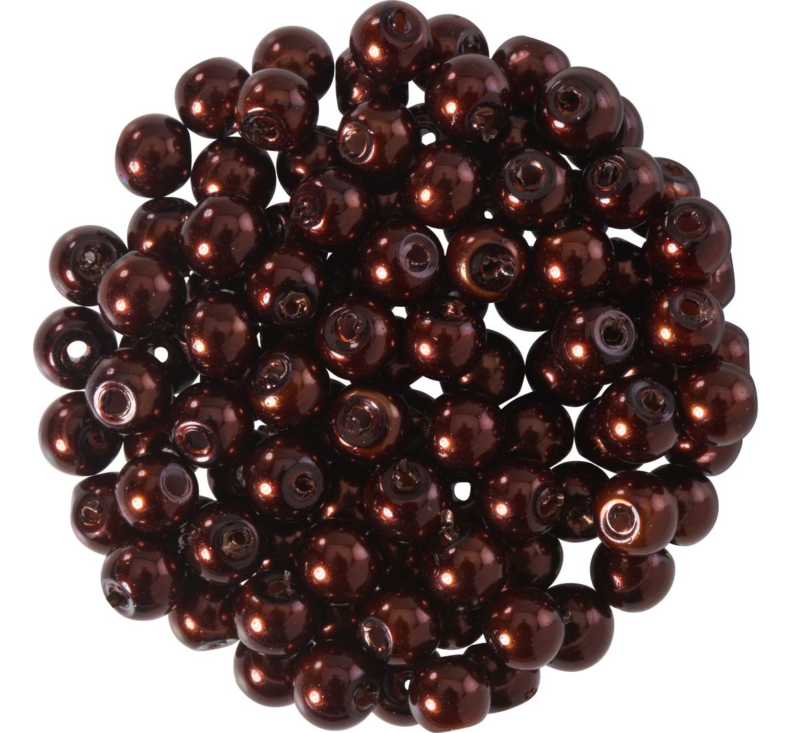 Glaswachsperlen, Ø 4 mm, 100 Stück - Schokobraun
