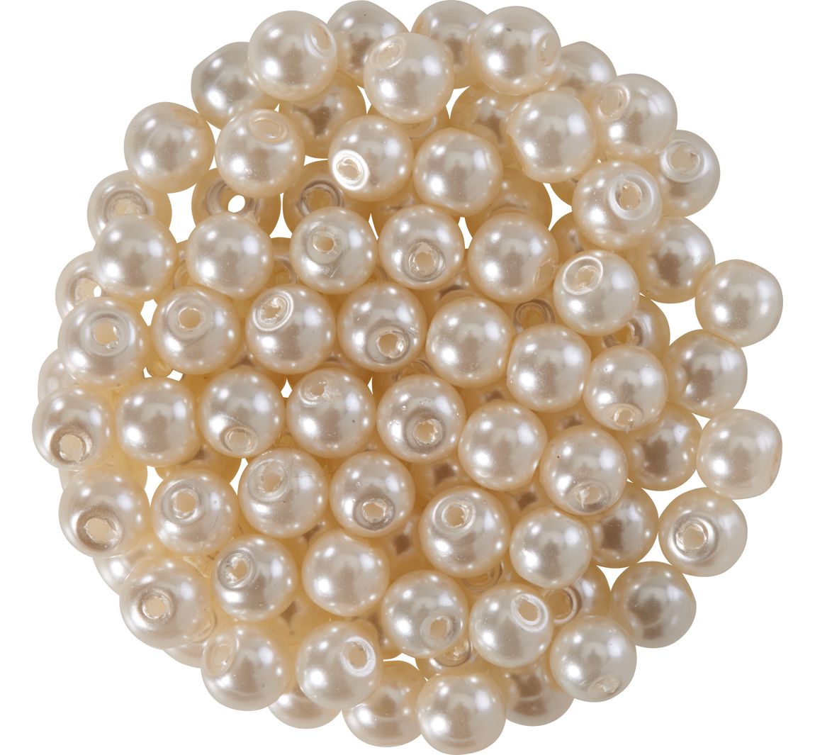 Glaswachsperlen, Ø 4 mm, 100 Stück - Perlweiß