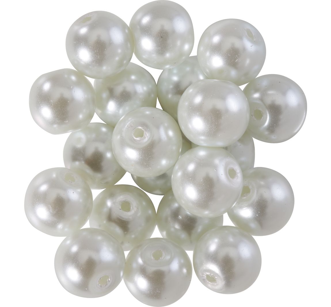 Glaswachsperlen, Ø 10 mm, 20 Stück - Weiß