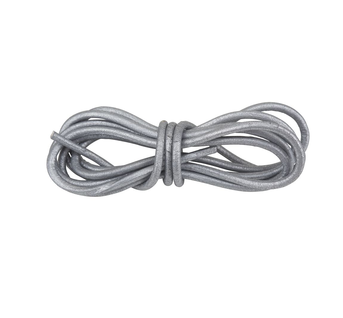Lederband rund, Ø 2 mm - Silber