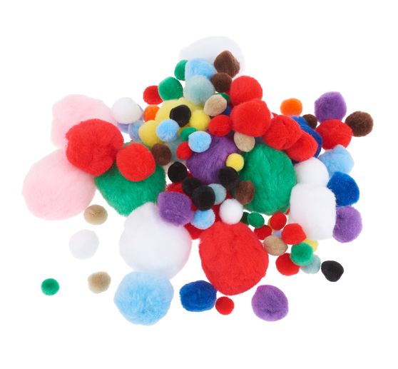 Pompoms "Colors & Sizes Mix", 100 pieces