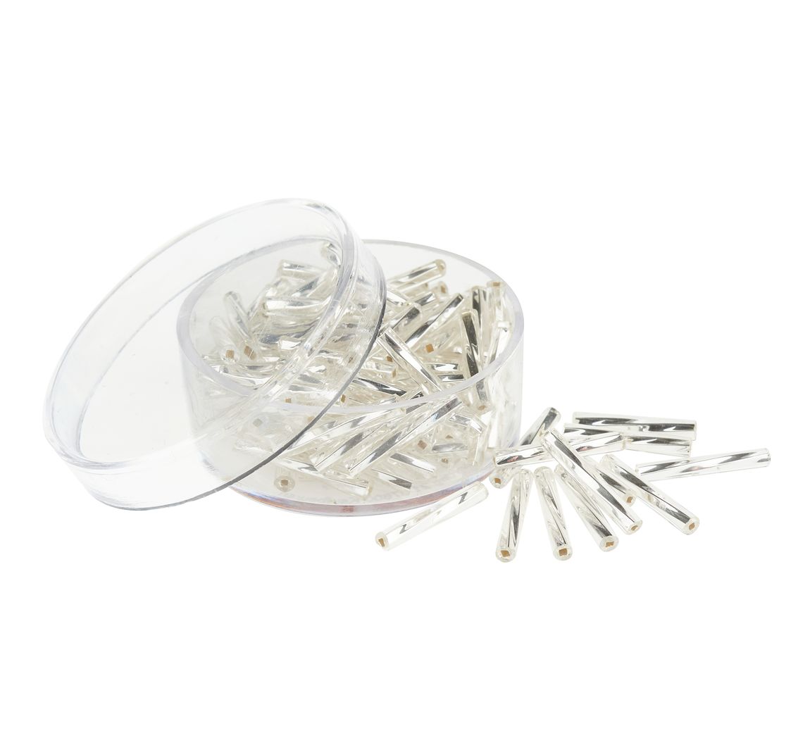 Glasstifte twisted, 15 mm - Silber