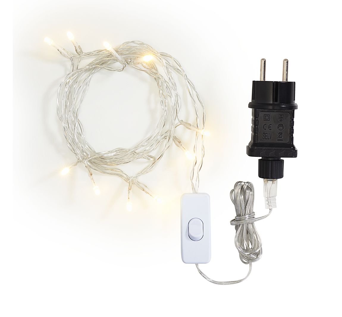 VBS LED-Lichterkette mit Schalter, Kreisschaltung, 10 LEDs - Kabel Transparent