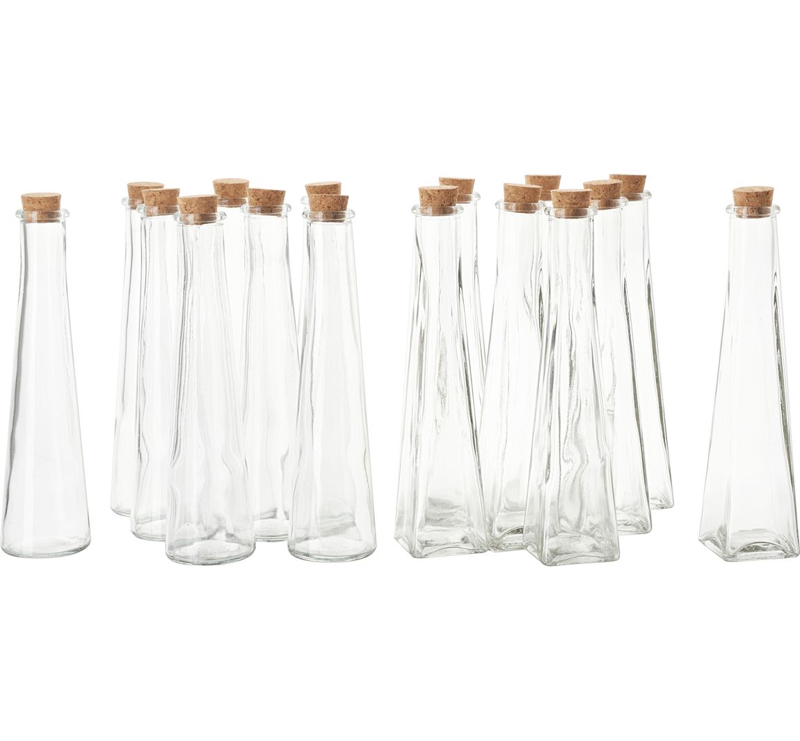 VBS Glasflaschen "Geolini", mit Korkverschluss, 16 Stück