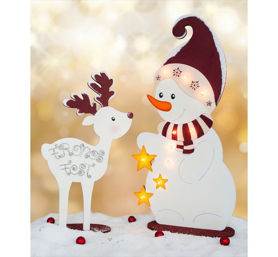 Stehfiguren "Schneemann und Elch"